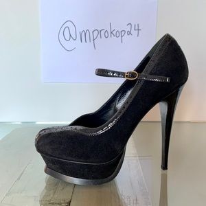 Yves Saint Laurent Black Suede Platforms
